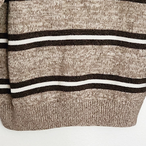 Chaps Men's 1/4 Zip Mock Neck Brown & Tan/Beige Striped Sweater Sz XL/TG/EG - Picture 4 of 11